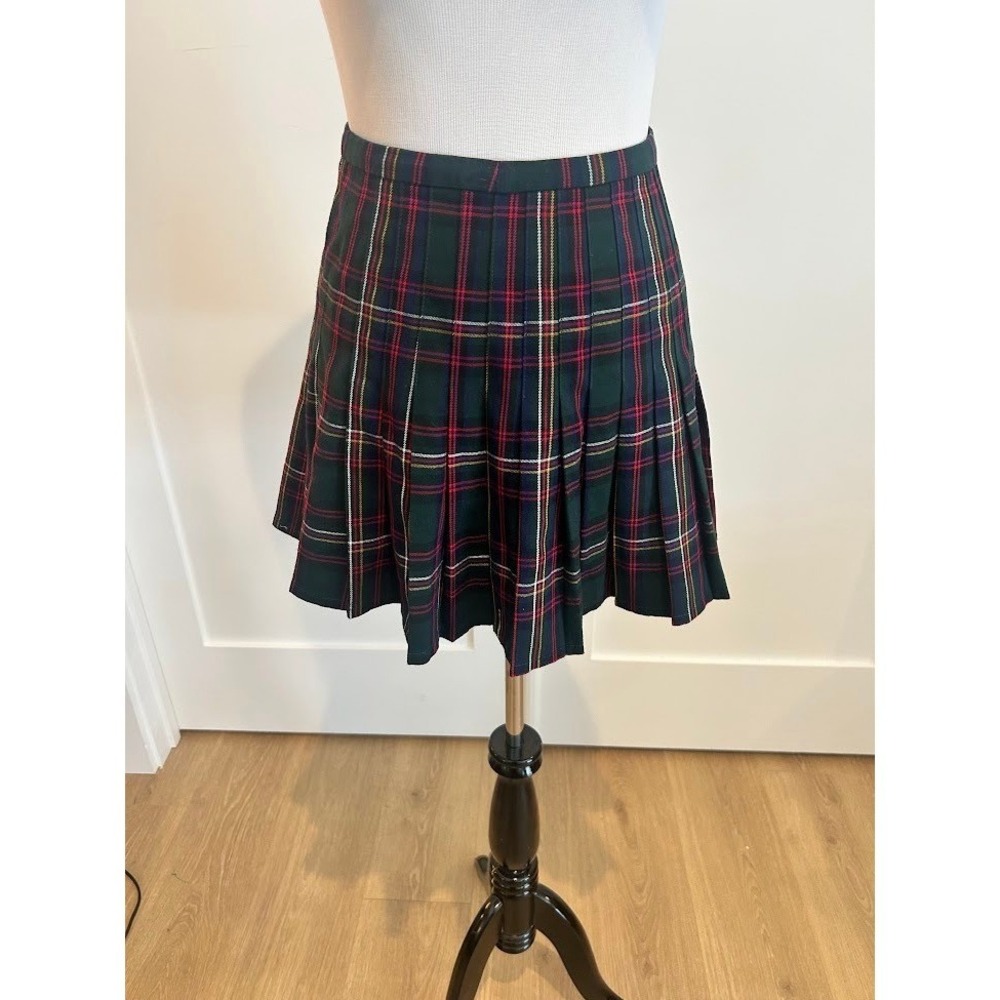 Superdry Retro Plaid Pleated Mini Skirt Green Size 2 Anime‎ Schoolgirl Preppy